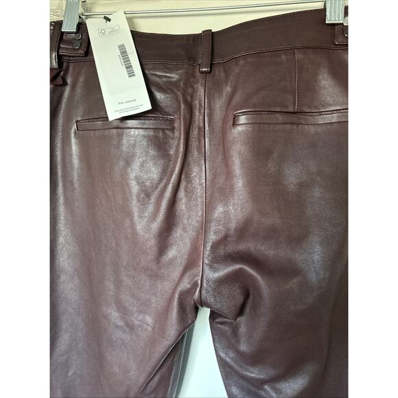 VINCE Burgundy Lamb Leather pant front seam sz 0 See measurements 29 X26 lined - Picture 8 of 16
